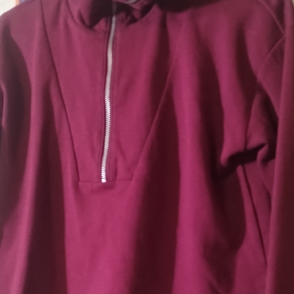 Women's Burgundy Sweater with Half-Zip